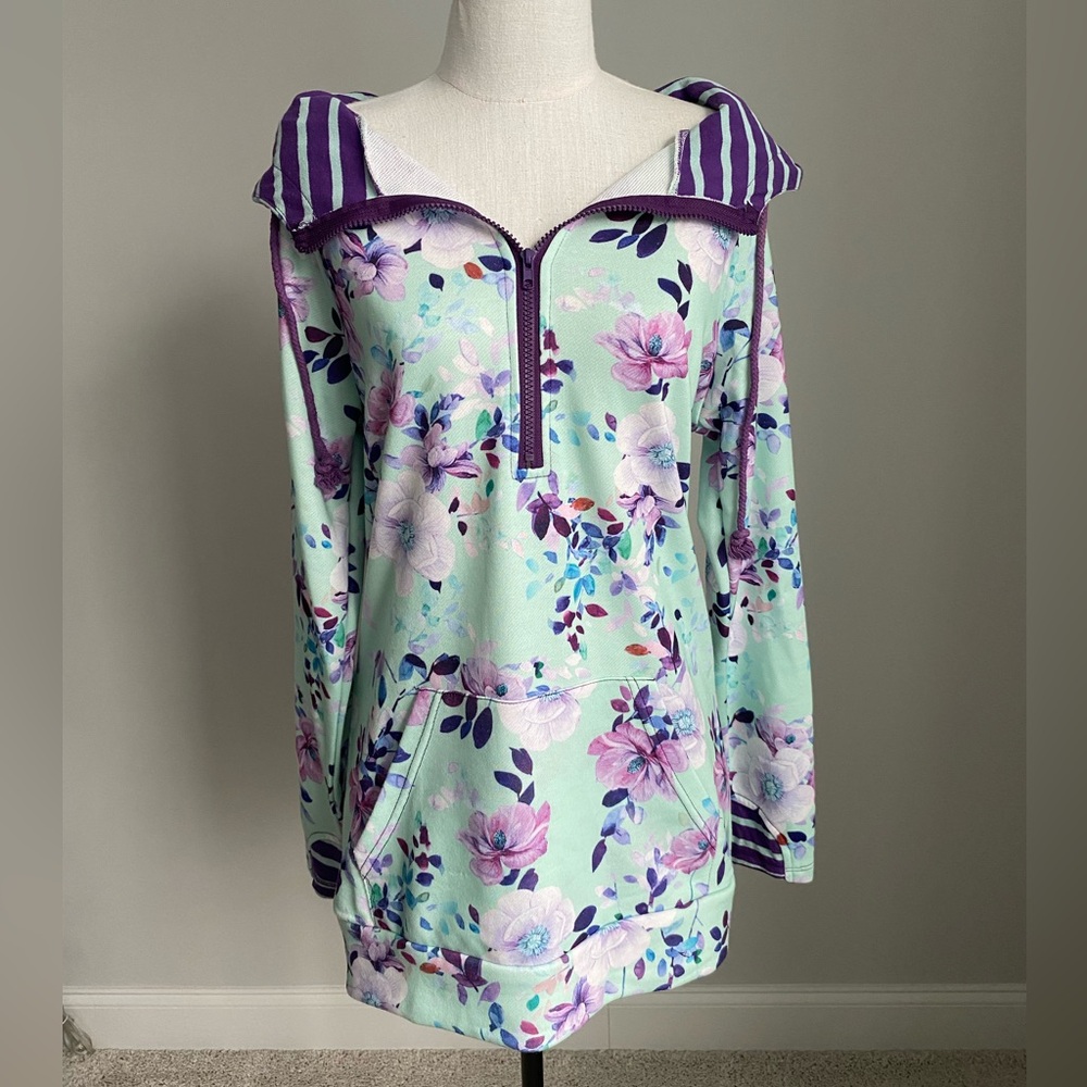 Floral Mint and Purple Hoodie